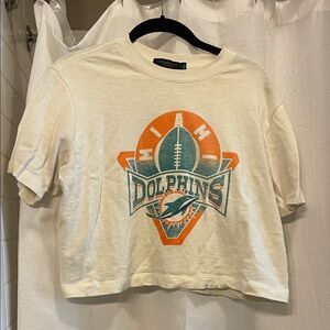 Junk Food Clothing Miami Dolphins Crop Top - Cream